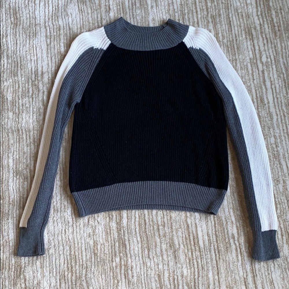 525 America Color block mock neck sweater